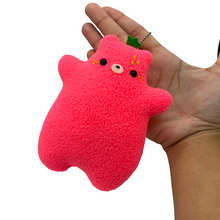 Load image into Gallery viewer, baby glowy pink strawberry bear keychain
